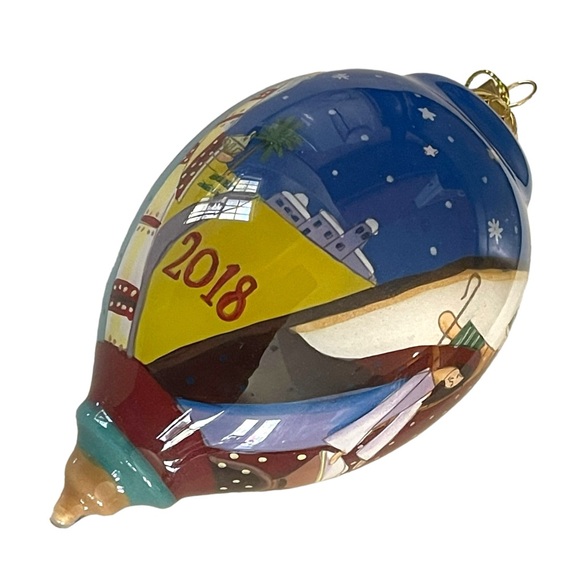 Pier 1 Imports Li Bien Hand Painted 2018 Nativity Glass Xmas Tear Drop Ornament - Picture 7 of 11